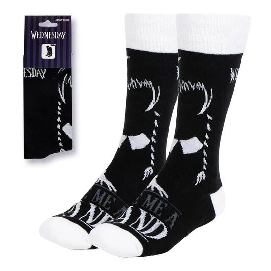 Chaussettes de sport pour adultes Wednesday, en coton doux, noires et blanches