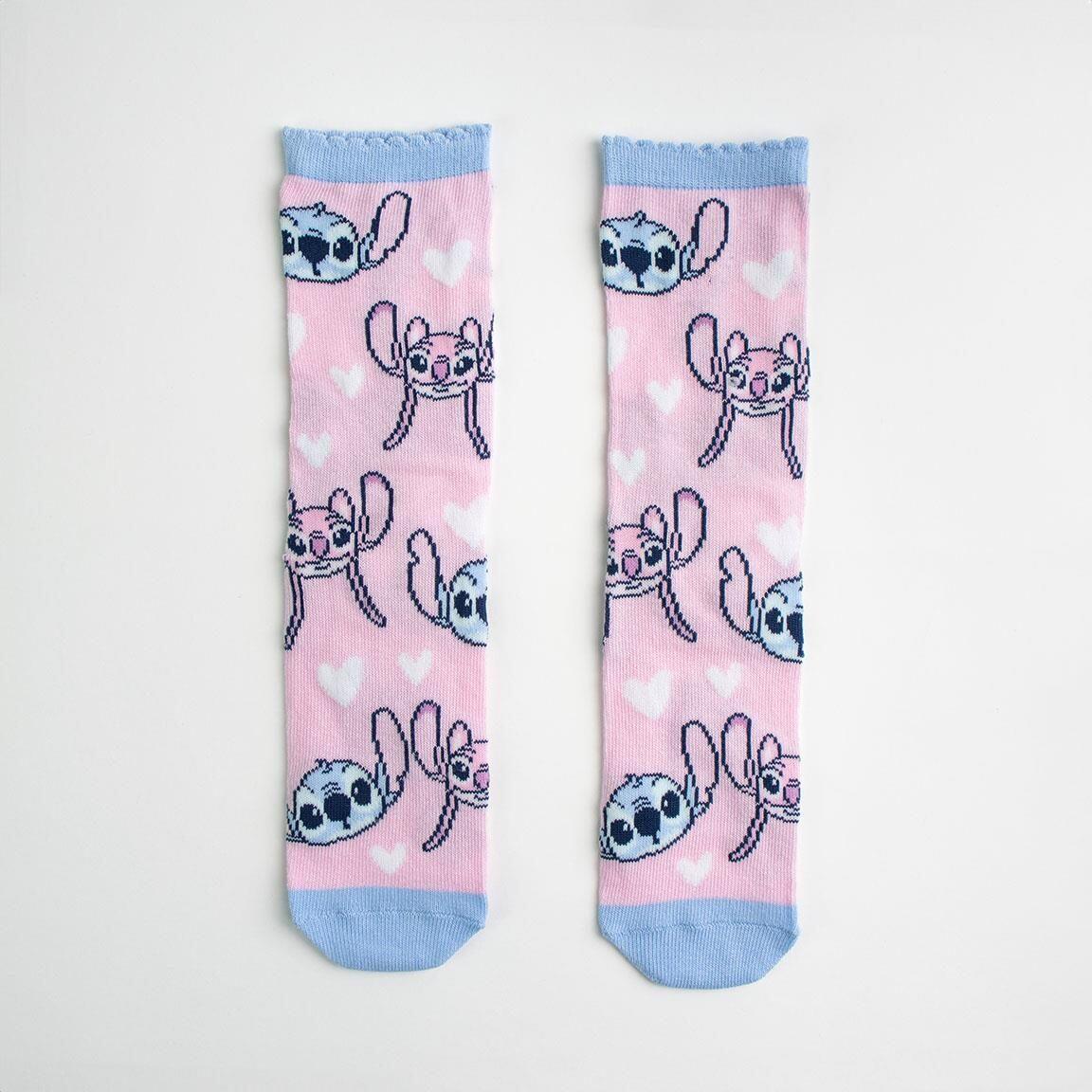 Lot de chaussettes Stitch en coton doux pour enfants - Bleu et rose 3/6