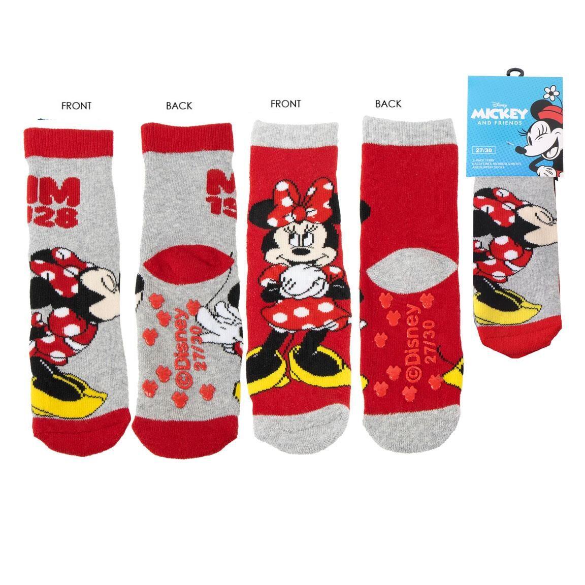 Chaussettes Minnie Mouse en coton doux antidérapant pour enfants, multicolores 1/6