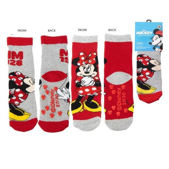 Chaussettes Minnie Mouse en coton doux antidérapant pour enfants, multicolores