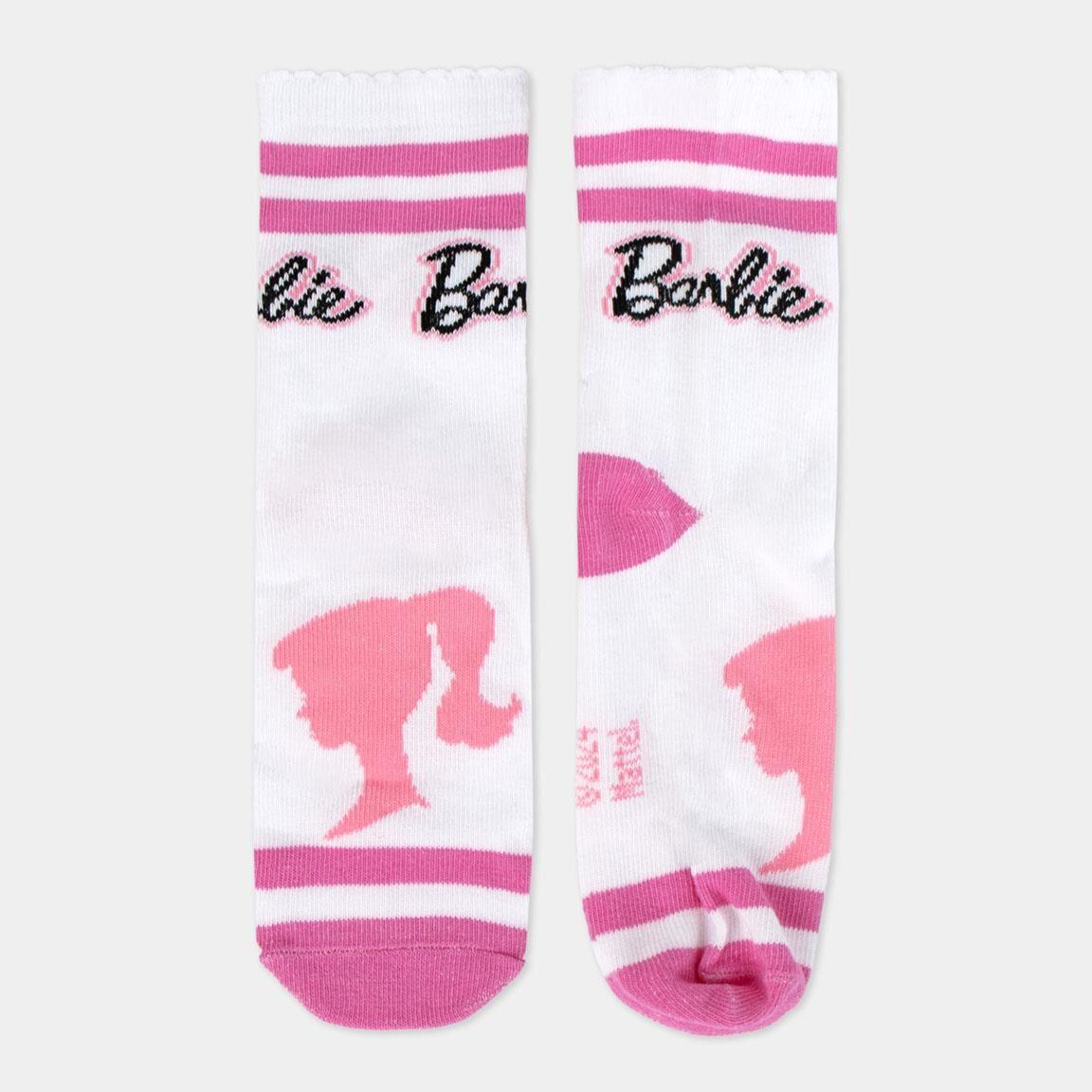 Lot de chaussettes Barbie en coton doux pour enfants, blanches et roses 3/6