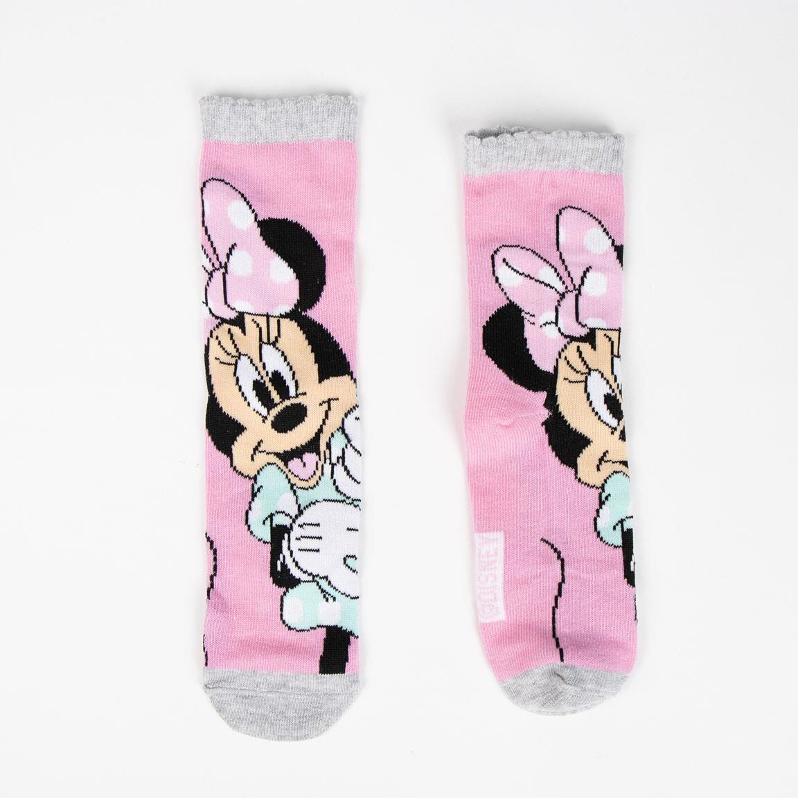 Pacote de meias infantis Minnie Mouse em algodão macio e respirável, rosa. 4/6