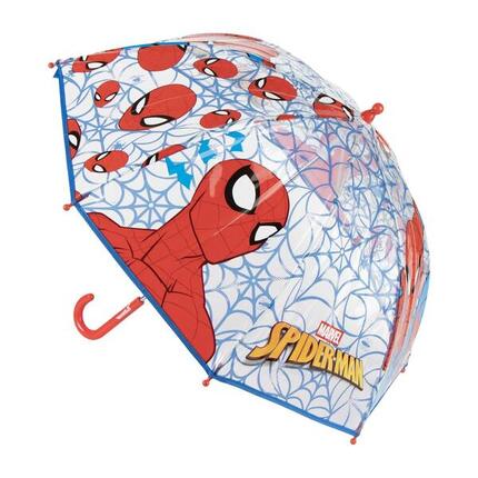 Paraguas Infantil Spiderman Manual de POE Transparente con Borde Azul