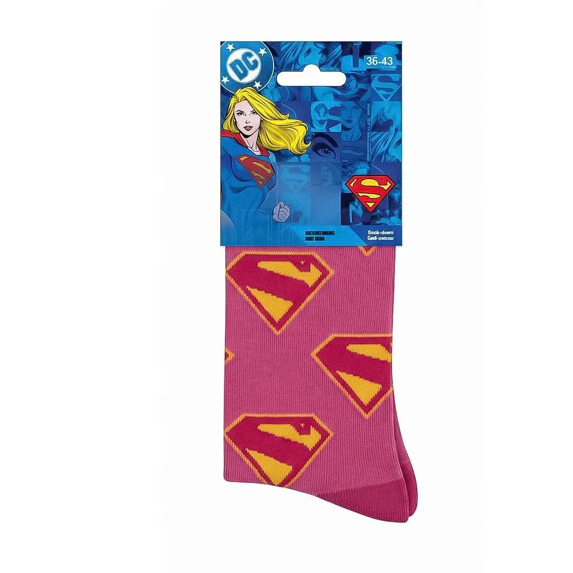 Calcetines Adultos Supergirl de Algodón Suaves y Transpirables Rosa y Fucsia 7/7