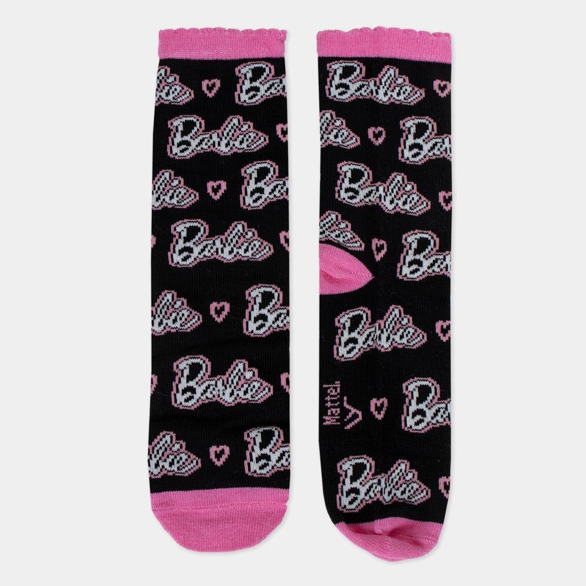 Lot de chaussettes Barbie en coton doux pour enfants, blanches et roses 2/6