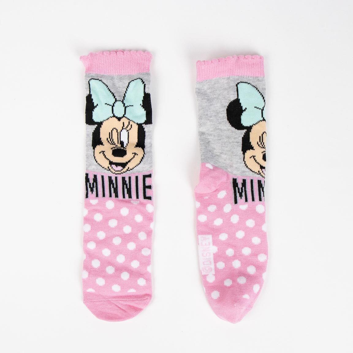 Pacote de meias infantis Minnie Mouse em algodão macio e respirável, rosa. 3/6