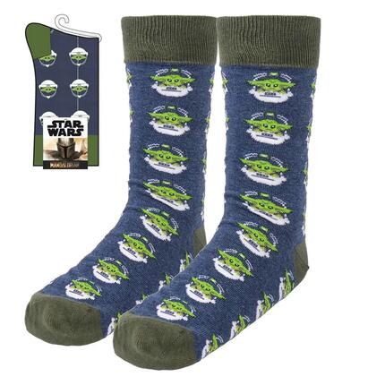 Chaussettes The Mandalorian pour adultes, en coton doux et respirant, bleues