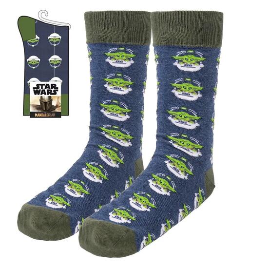 Chaussettes The Mandalorian pour adultes, en coton doux et respirant, bleues