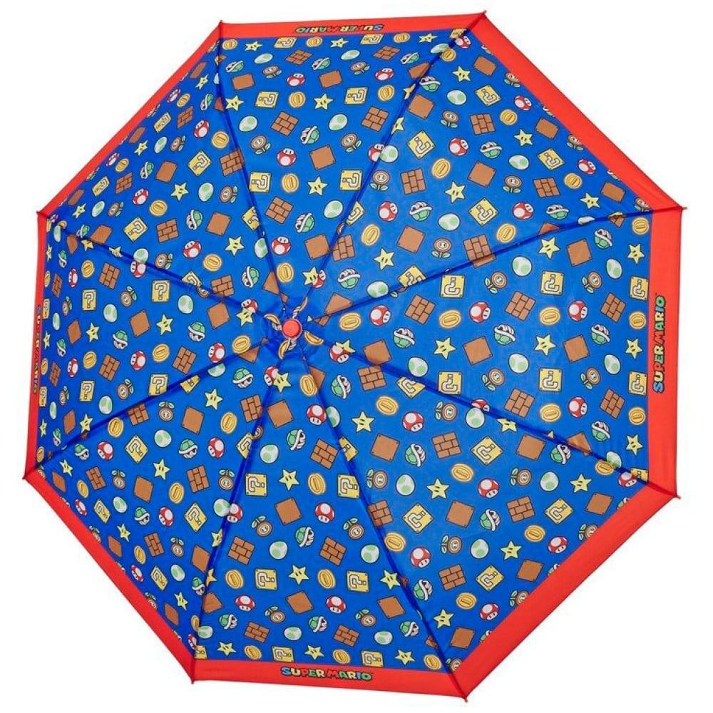 Paraguas Plegable Manual Infantil Super Mario Bros Antiviento Azul y Rojo 3/3