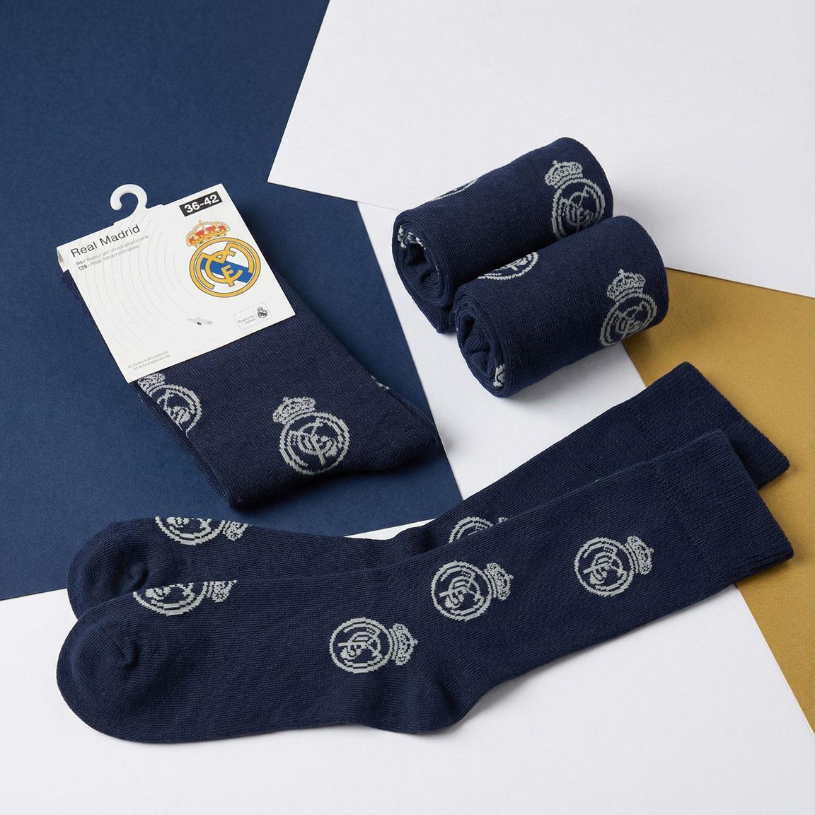 Calcetines Adultos Real Madrid de Algodón Suaves y Transpirables Azul Marino 4/7