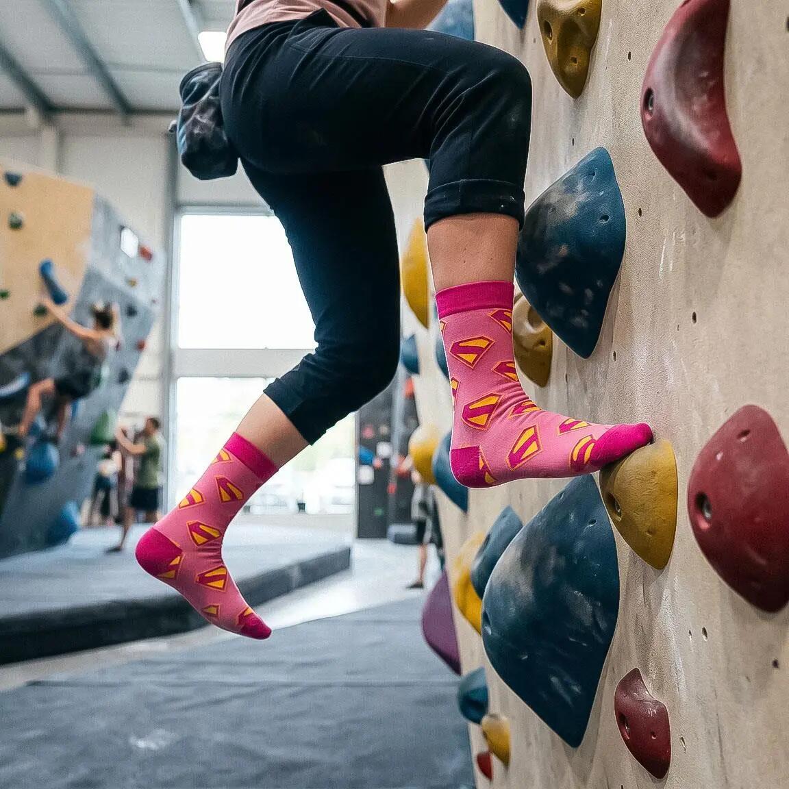 Calcetines Adultos Supergirl de Algodón Suaves y Transpirables Rosa y Fucsia 6/7