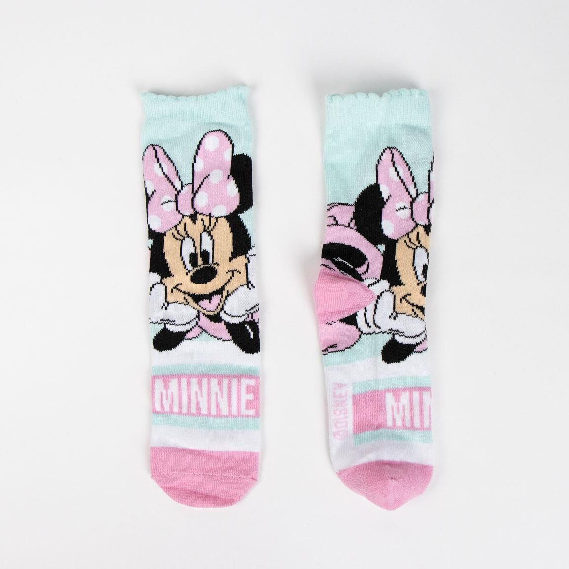 Pacote de meias infantis Minnie Mouse em algodão macio e respirável, rosa. 2/6