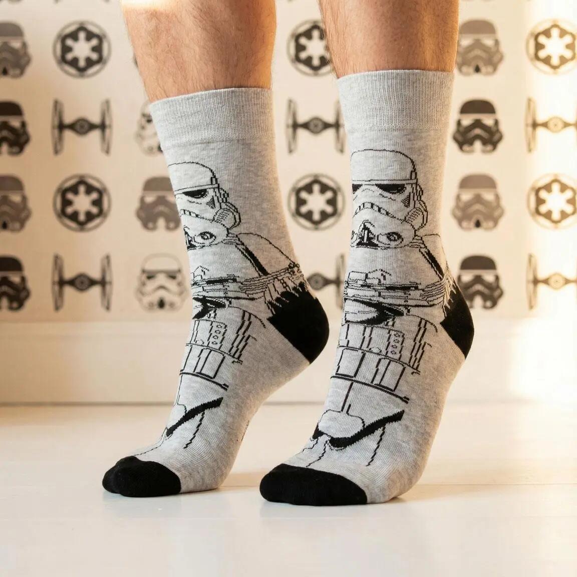 Sokken volwassenen Star Wars zacht en ademend katoen grijs en zwart 5/7