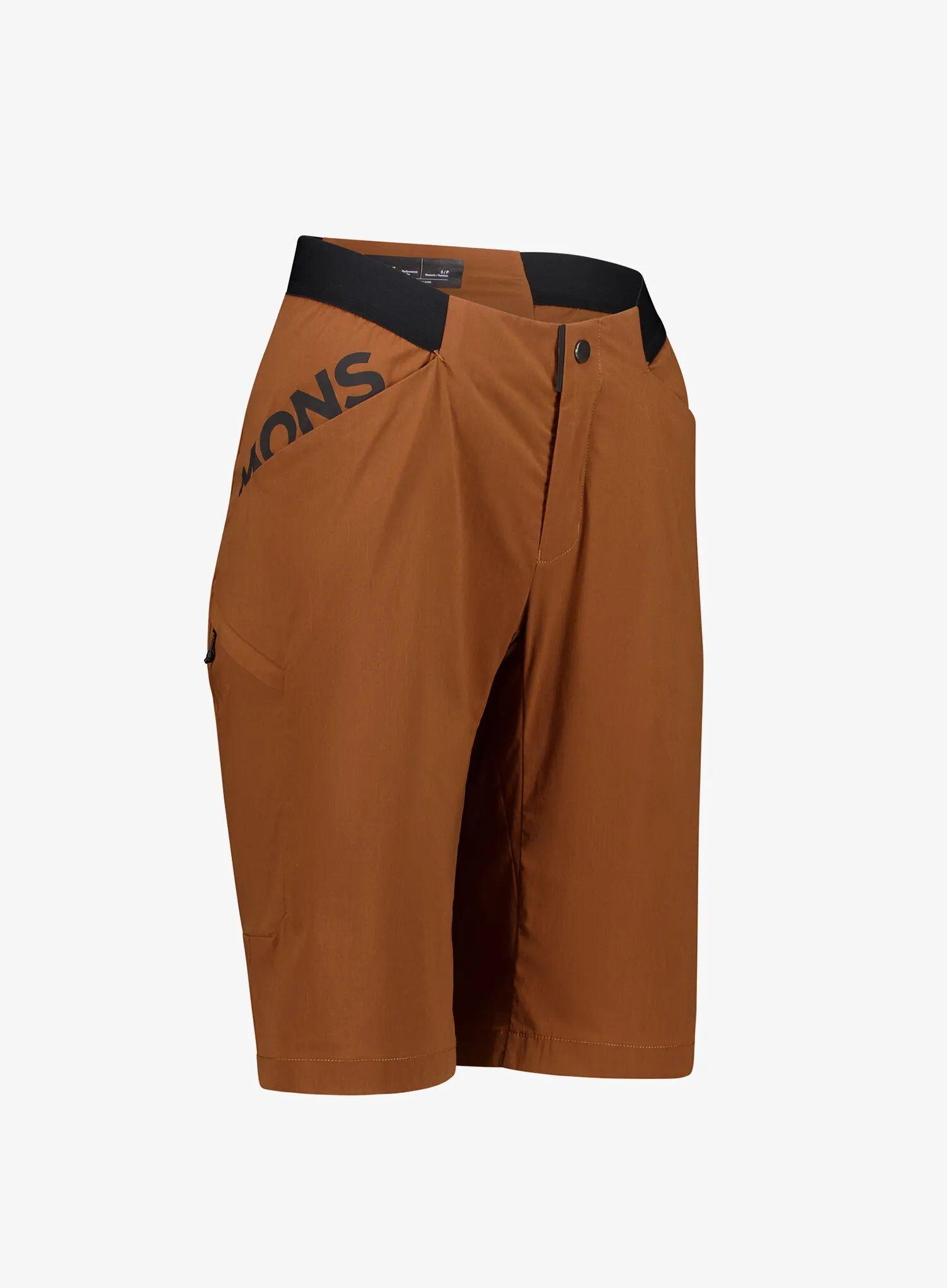 Spodenki rowerowe damskie Mons Royale Diversion Merino Trail Shorts - caramel S 4/4