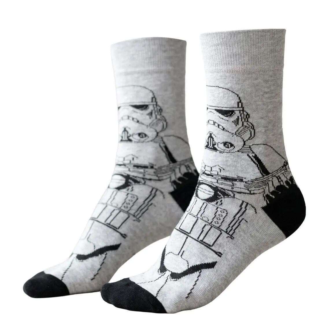 Sokken volwassenen Star Wars zacht en ademend katoen grijs en zwart 4/7