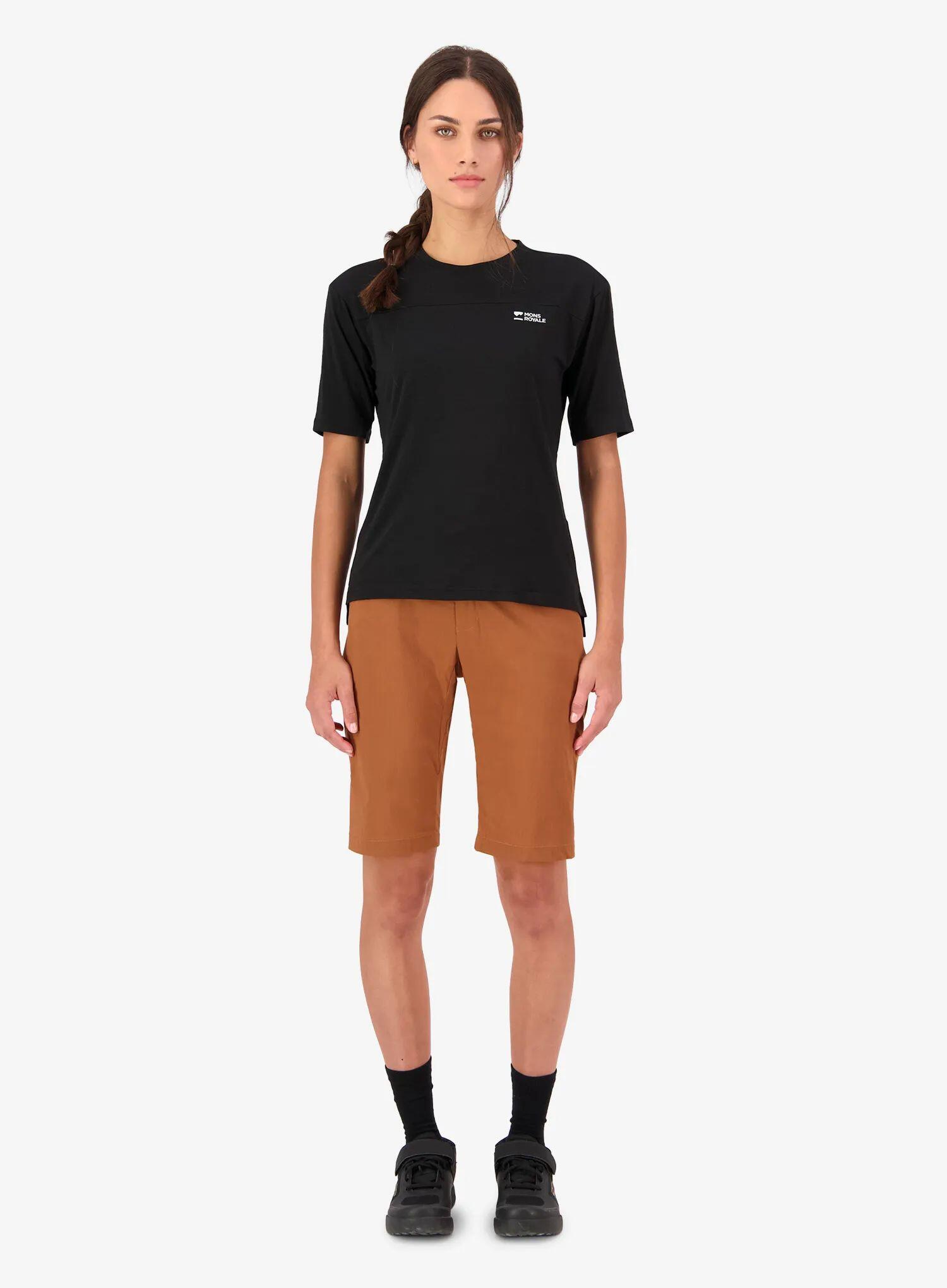 Spodenki rowerowe damskie Mons Royale Diversion Merino Trail Shorts - caramel S 3/4