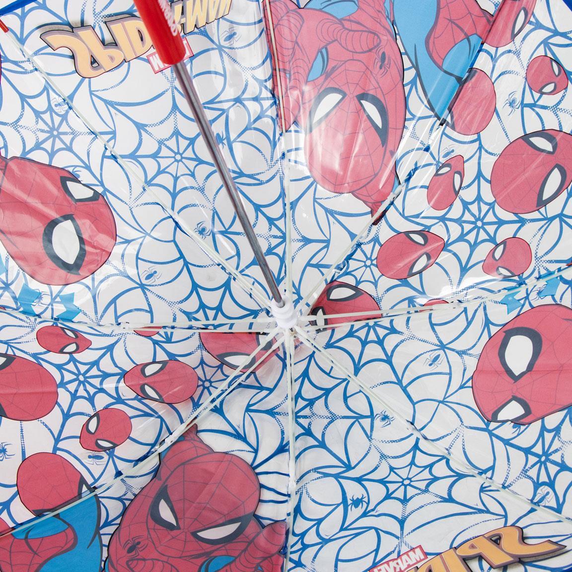 Guarda-chuva infantil do Homem-Aranha, manual POE, transparente com detalhes em 4/7