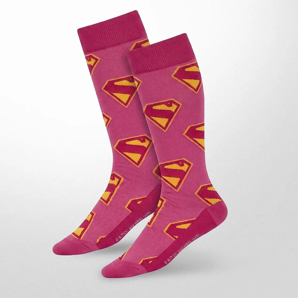 Calcetines Adultos Supergirl de Algodón Suaves y Transpirables Rosa y Fucsia 2/7