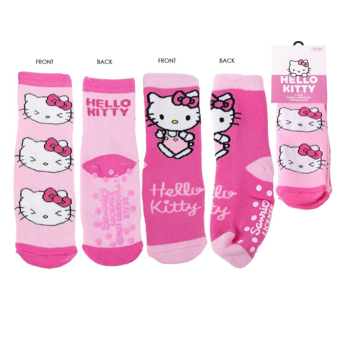 Chaussettes Hello Kitty en coton doux antidérapant pour enfants, roses 1/6