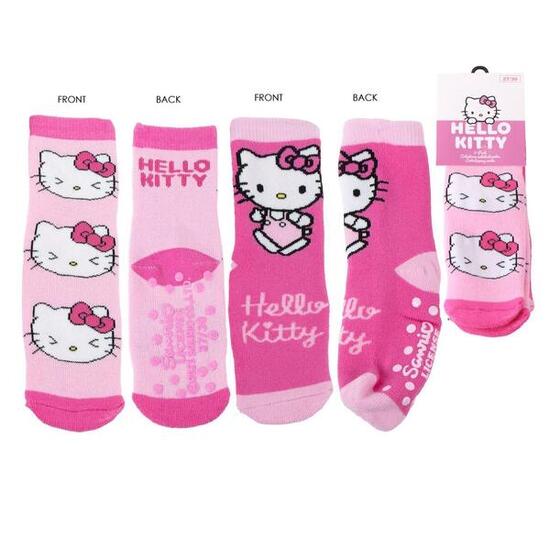 Chaussettes Hello Kitty en coton doux antidérapant pour enfants, roses