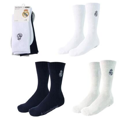 Lot de chaussettes de sport Real Madrid pour enfants, multicolores en coton