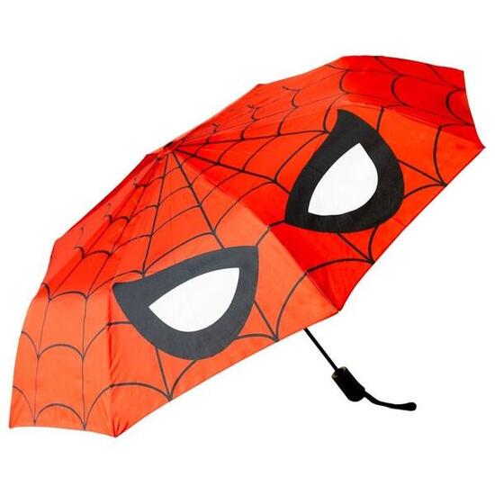 Paraguas Plegable Infantil Spiderman Automático de Poliéster Rojo y Negro