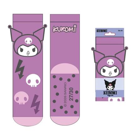 Chaussettes douces et antidérapantes pour enfants Hello Kitty Kuromi Lilas