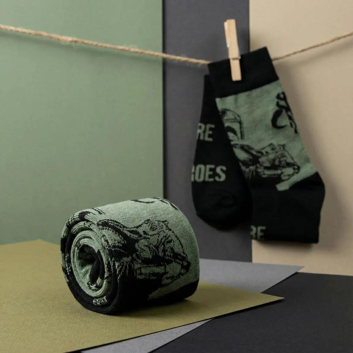 Calcetines Deportivos Adultos The Mandalorian de Algodón Suaves Verde y Negro 6/7