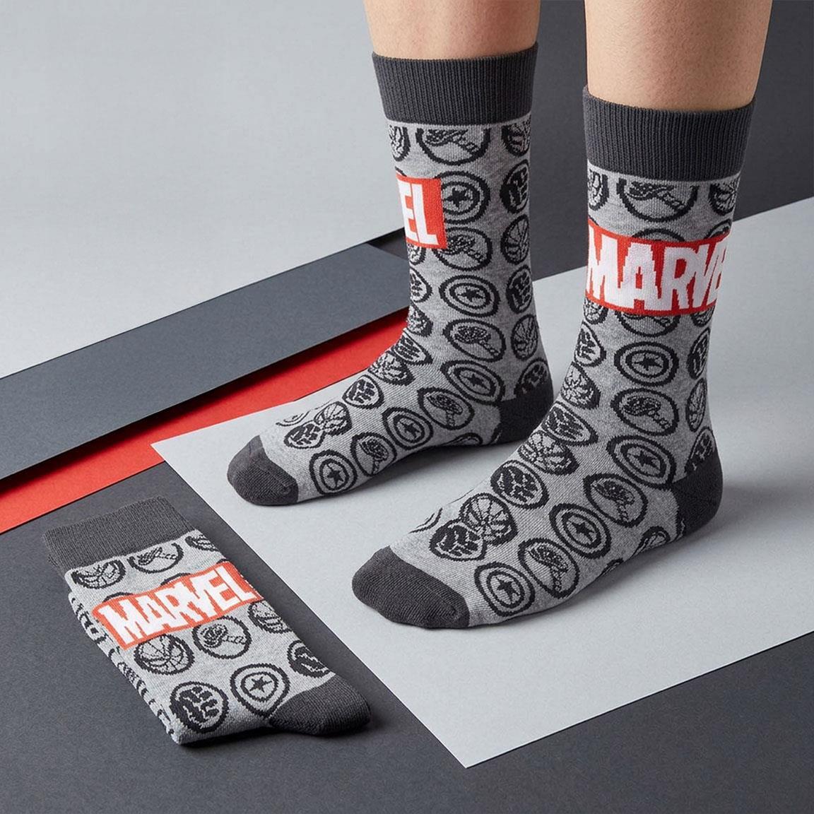 Chaussettes Marvel pour adultes, douces et respirantes en coton, grises 5/7