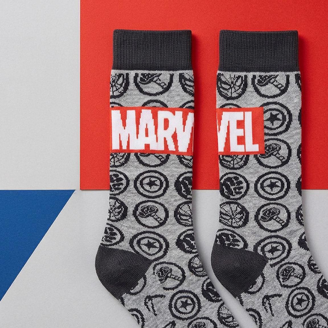 Chaussettes Marvel pour adultes, douces et respirantes en coton, grises 4/7