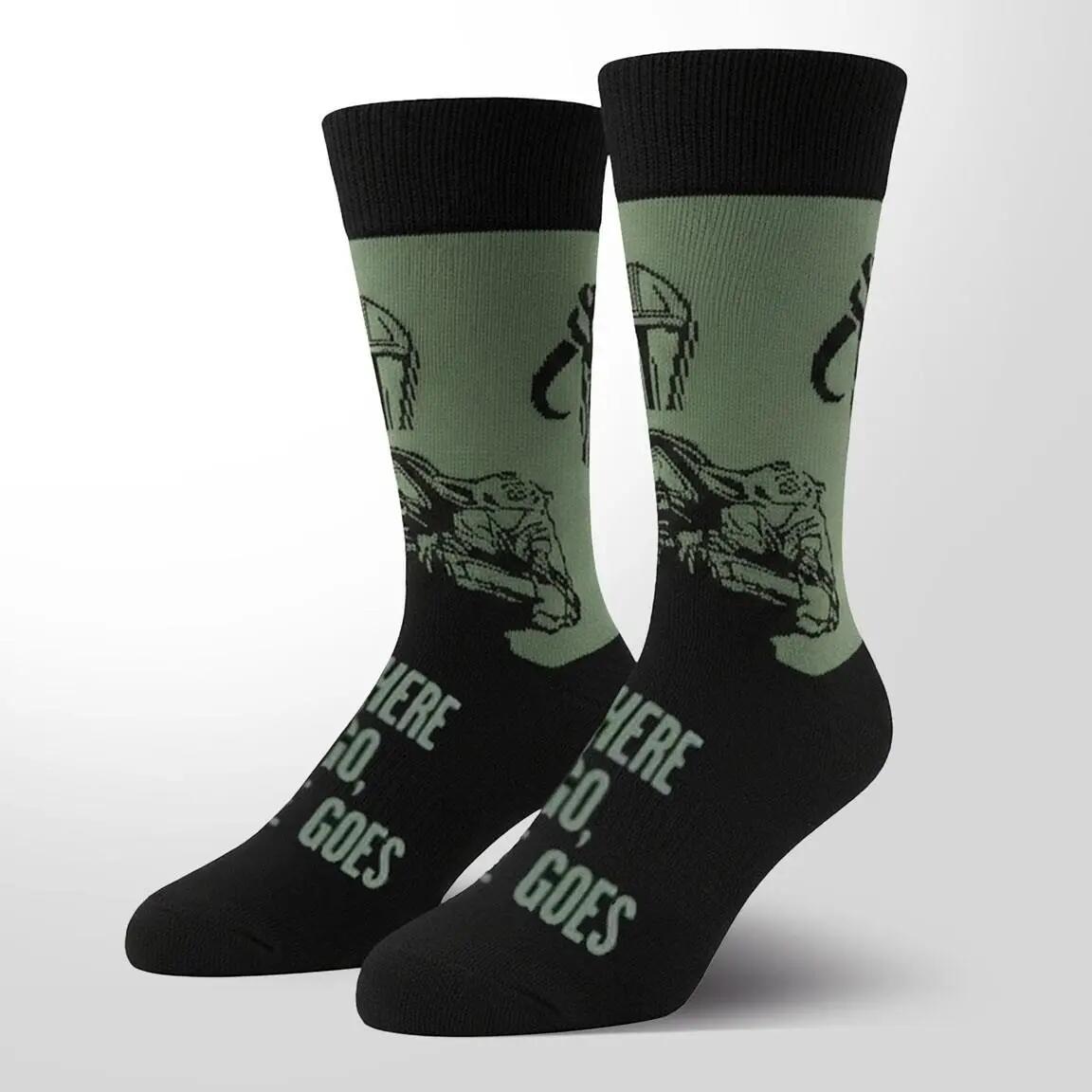 Calcetines Deportivos Adultos The Mandalorian de Algodón Suaves Verde y Negro 4/7