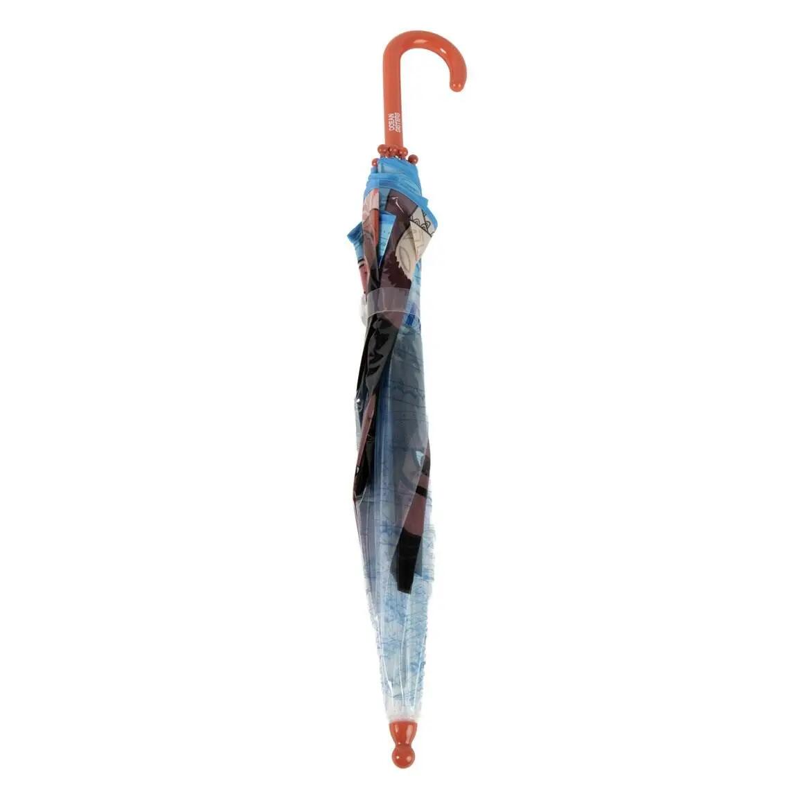 Ombrello per bambini Moana, manuale POE, blu trasparente con manico arancione 2/7