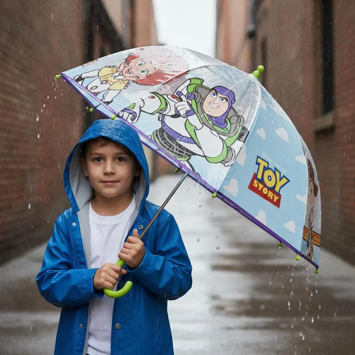 Ombrello per bambini Toy Story, manuale POE, azzurro trasparente 7/7