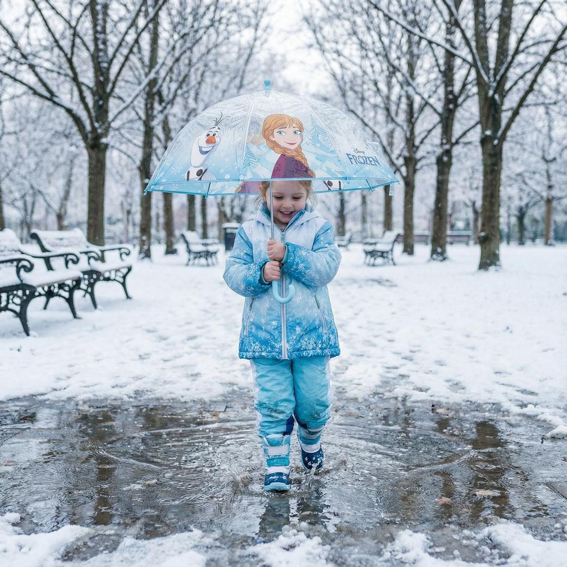 Paraguas Infantil Frozen Manual de POE Transparente con Borde Azul Claro 7/7