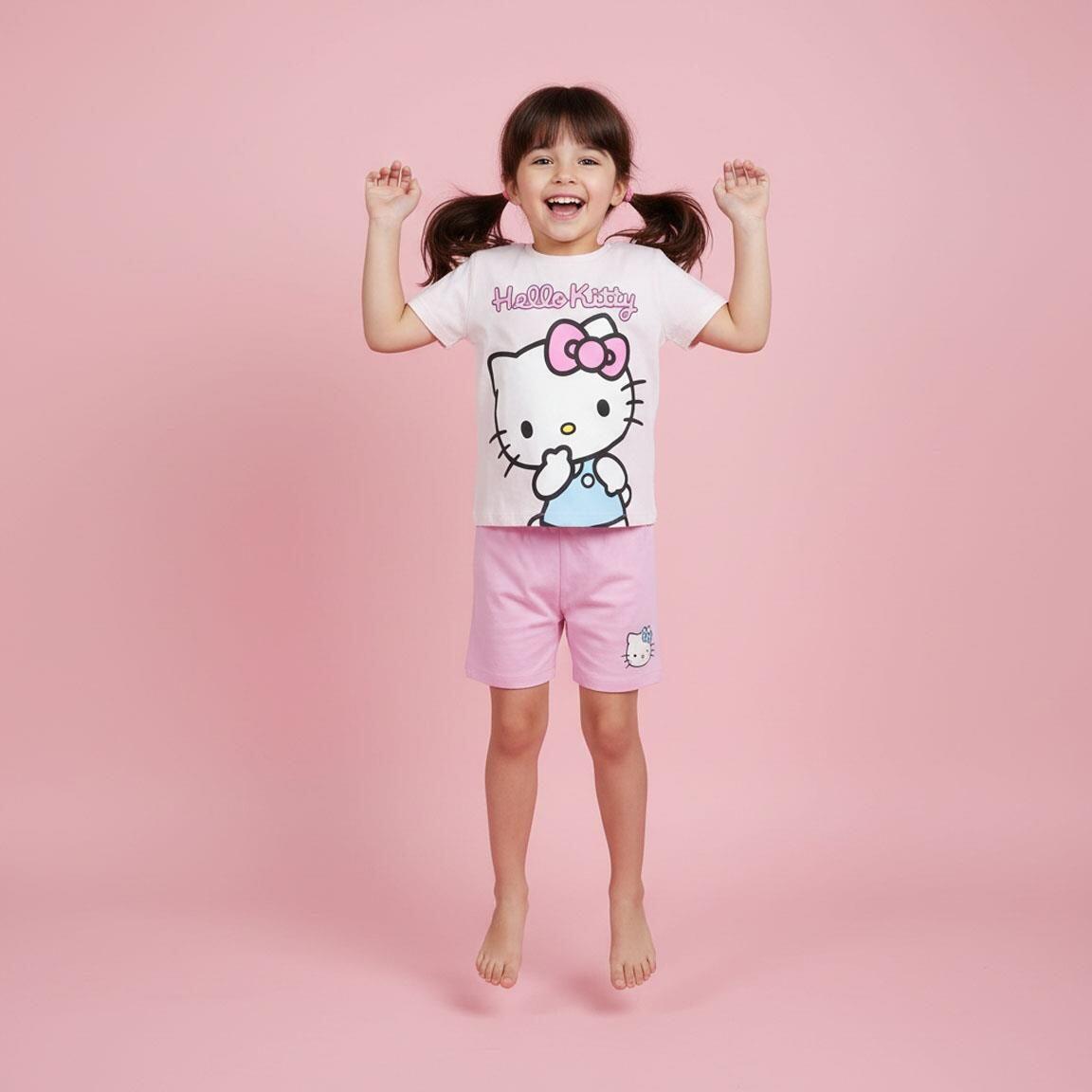 Conjunto infantil Hello Kitty de duas peças em algodão felpudo francês rosa 6/6