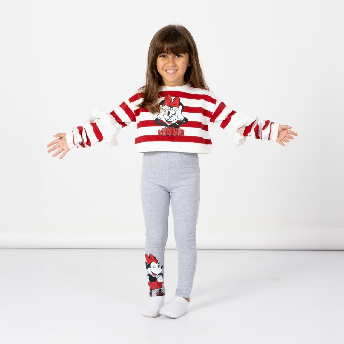 Conjunto infantil de duas peças da Minnie Mouse em algodão com leggings cinza. 5/5