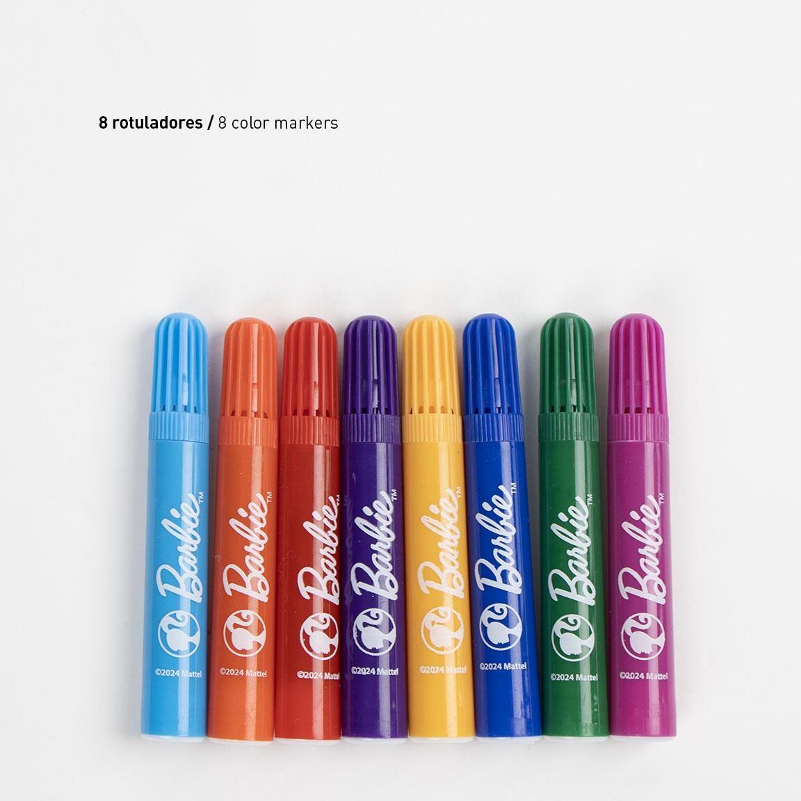 Coffret de papeterie Barbie à colorier pour enfants avec feutres et crayons de 6/6