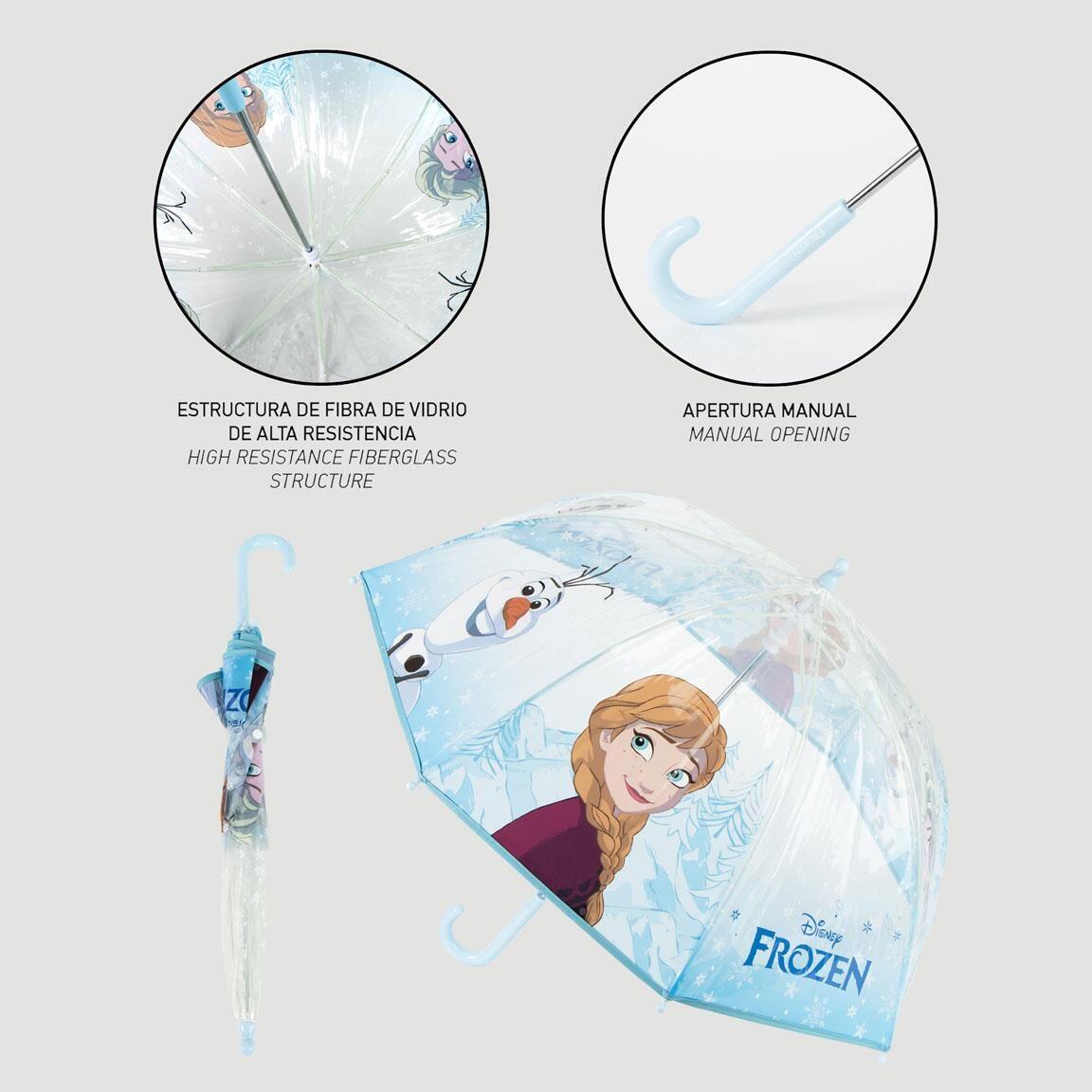 Paraguas Infantil Frozen Manual de POE Transparente con Borde Azul Claro 5/7
