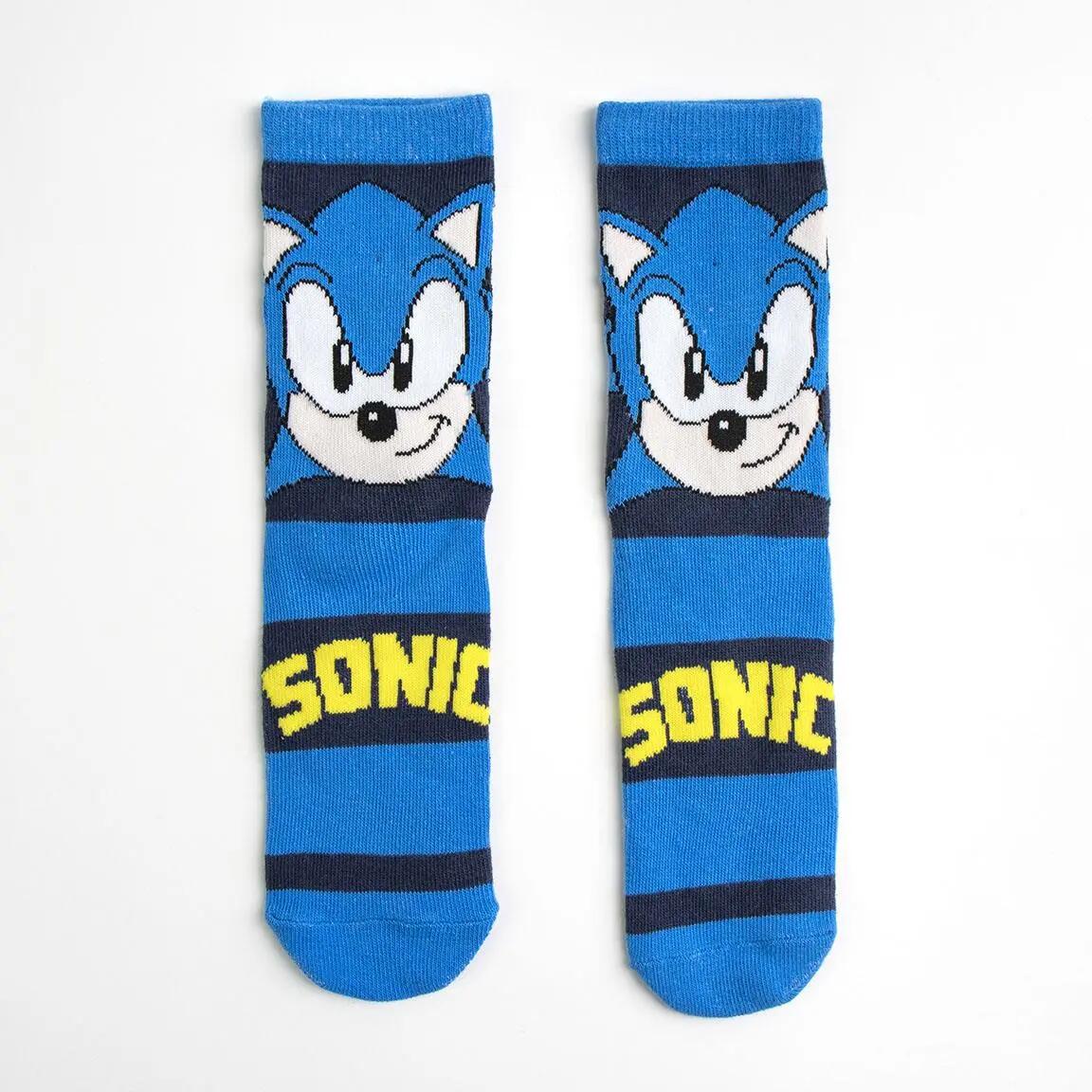 Pacote de meias infantis Sonic, macias e respiráveis, de algodão - Azul 4/6