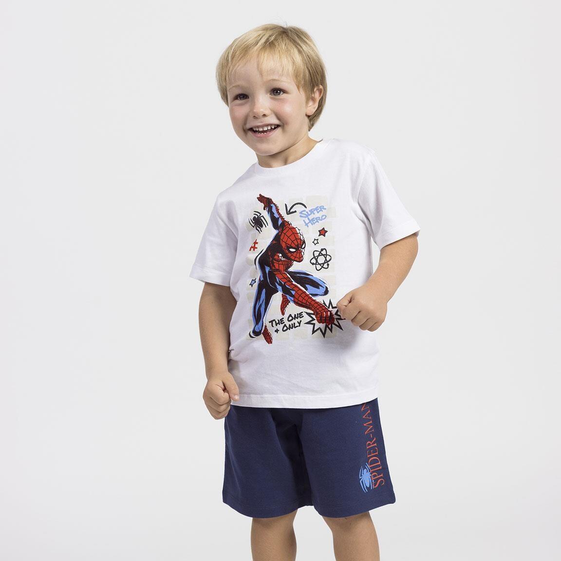 Conjunto Infantil Spiderman de Dos Piezas Algodón Camiseta Blanco y Azul 4/5