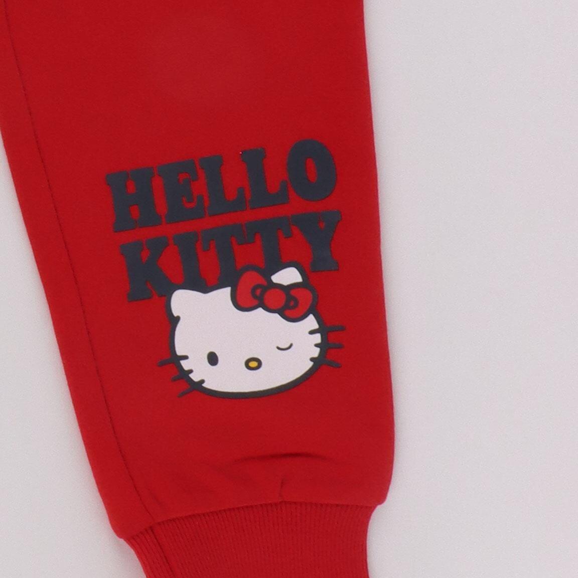 Conjunto de moletom infantil Hello Kitty de duas peças em pelúcia cinza e 4/4