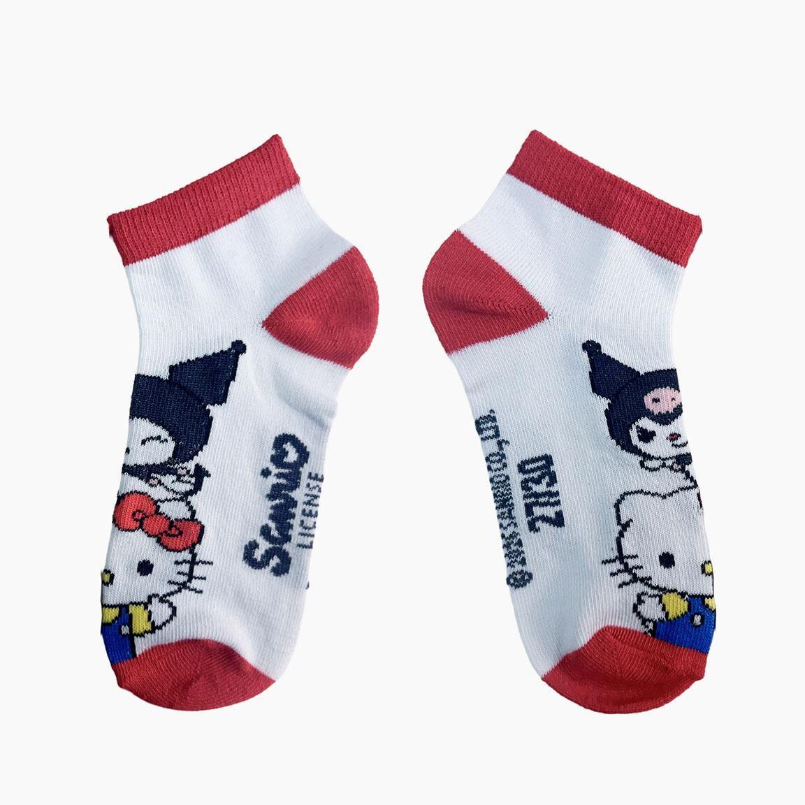 Pacote de meias infantis Hello Kitty de cano curto em algodão multicolorido 5/7