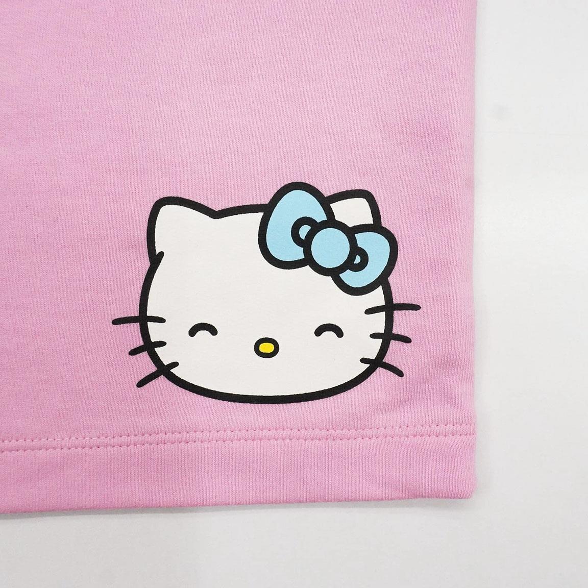 Conjunto infantil Hello Kitty de duas peças em algodão felpudo francês rosa 4/6