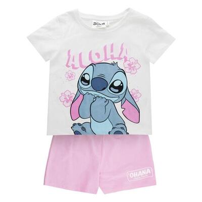 Completo da bambino Stitch in due pezzi maglietta in cotone bianco e rosa