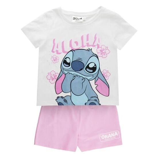 Completo da bambino Stitch in due pezzi maglietta in cotone bianco e rosa