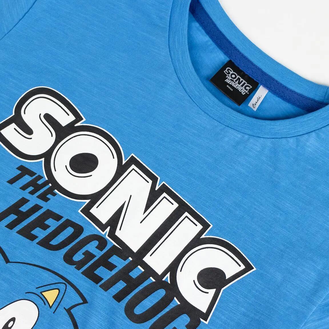 Conjunto infantil Sonic de duas peças em algodão felpudo francês nas cores azul 4/7