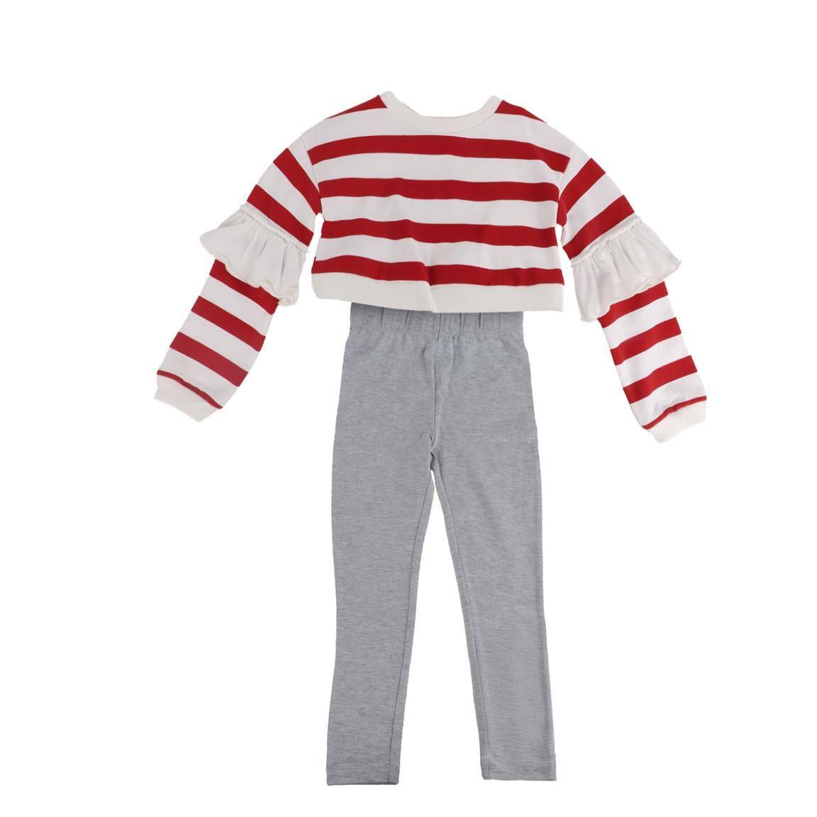 Conjunto infantil de duas peças da Minnie Mouse em algodão com leggings cinza. 2/5