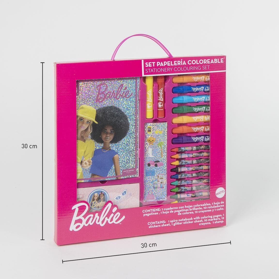 Coffret de papeterie Barbie à colorier pour enfants avec feutres et crayons de 2/6