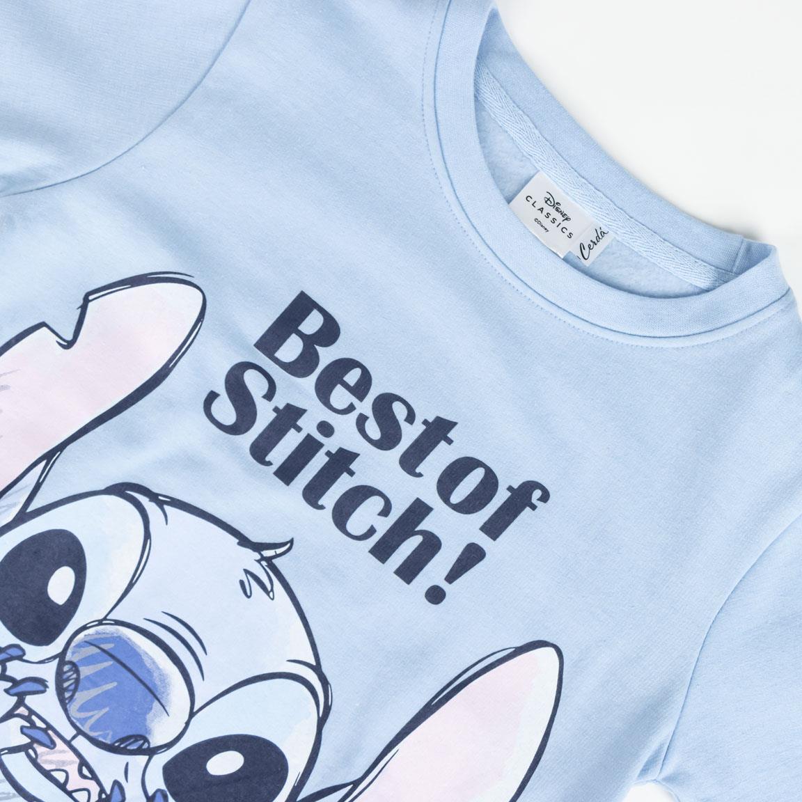 Conjunto de moletom infantil Stitch de duas peças, em algodão felpudo azul 3/6