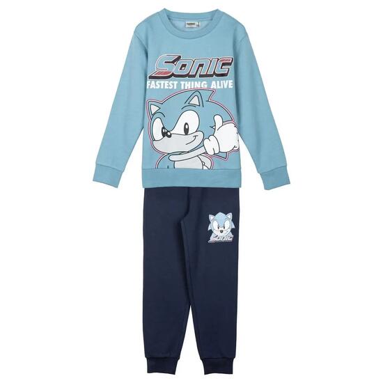 Tuta da ginnastica per bambini Sonic in due pezzi in pile spazzolato blu e blu